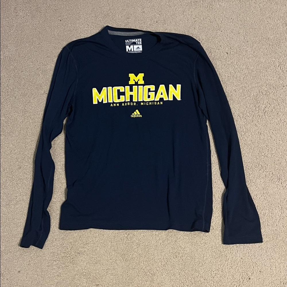 Adidas Michigan Navy Long Sleeve Tee